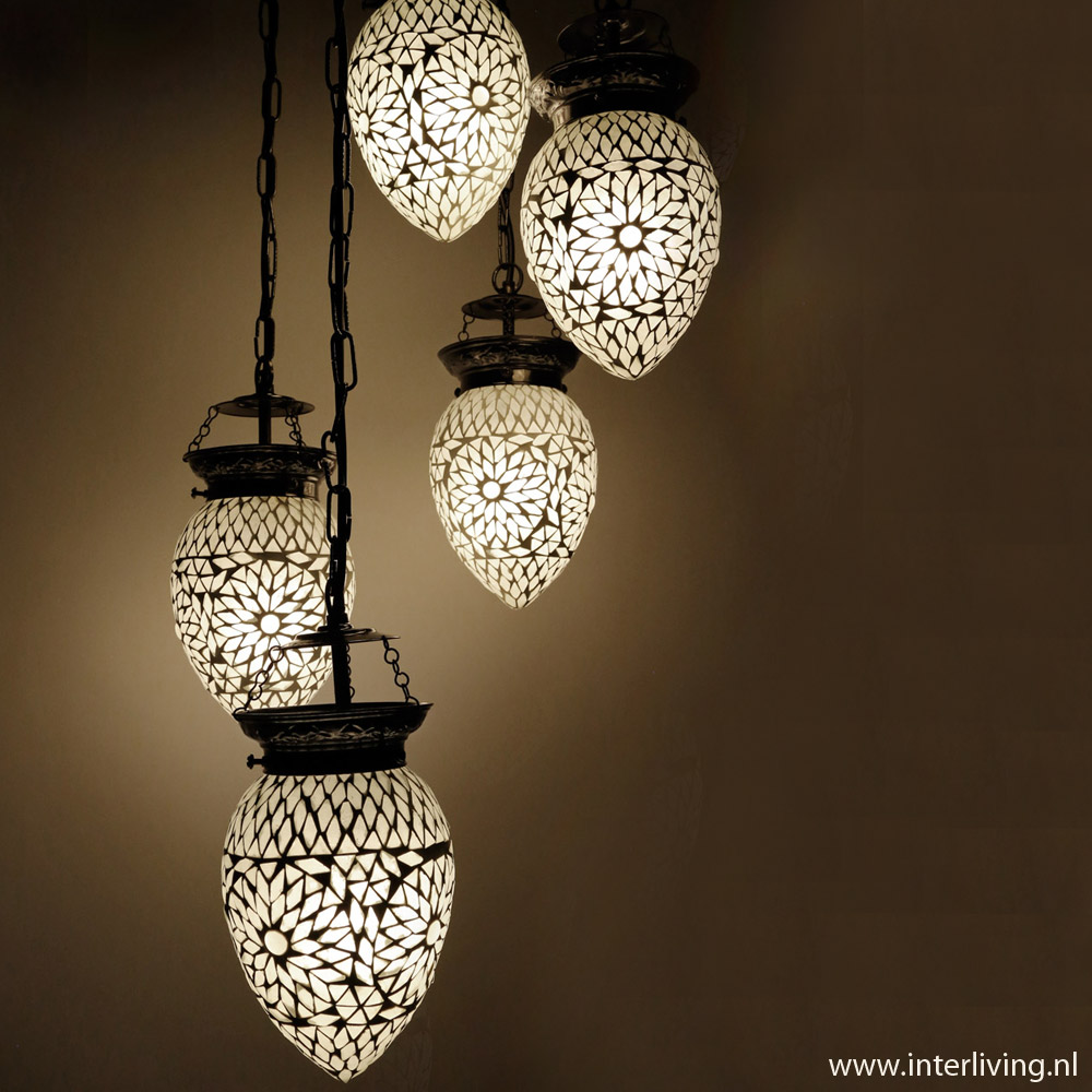 Papaya 5 bollen hanglamp of ei oosterse kroonluchter stijl: kleurrijk!