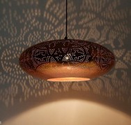 Prachtige vintage koperen hanglamp - model UFO