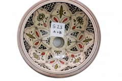 Opbouw of opzet model ronde waskom voor je badkamer of toilet. Gemaakt van keramiek met kleurrijke Marokkaanse patronen beschilderd