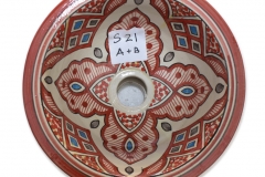 Klein rond model waskom, wasbak van keramiek in Bohemian stijl met kleurrijke Marokkaanse patronen beschilderd