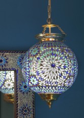 Ibiza hanglamp glasmozaïek blauw