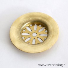 Badkamer-accessoires voor ronde waskom in messing goud: afvoerzeefje / gootsteenzeef