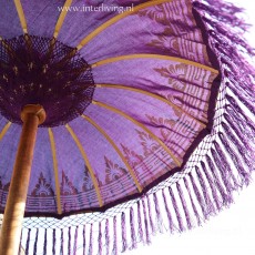Parasol uit Bali - kleurrijk rond model met versieringen