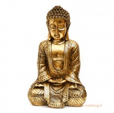 Grote Boeddha in vintage goud look decoratie binnen buiten
