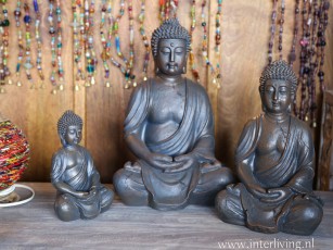 Mooie decoratieve boeddha in donkere kleuren voor je interieur