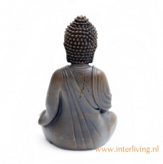 Houten Boeddha in vintage look - beeld in meditatie houding