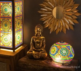 Boeddha in vintage goud look decoratie binnen buiten