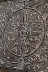 Bohemian chic houten kast - handgemaakt met lotus panelen houtsnijwerk - donker grijs mangohout