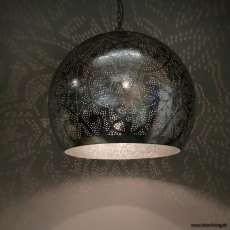 vintage zilveren bol hanglamp oosterse stijl