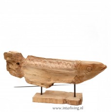 houten vis op standaard - Balinees houtsnijwerk