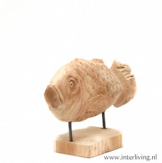 vissenbeeld - houtsnijwerk van teakhout uit Indonesië Bali