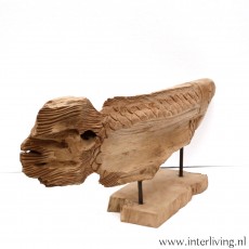 decoratieve houten vis op standaard - Balinees houtsnijwerk van hout