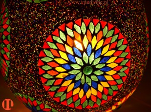 oosterse tafellamp gekleurd glas mozaiek model ei india