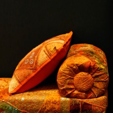 lounge kussen india oranje patchwork
