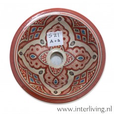 Klein rond model waskom, wasbak van keramiek in Bohemian stijl met kleurrijke Marokkaanse patronen beschilderd