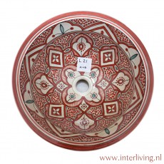 Waskom rond model van keramiek in oosterse stijl met Marokkaanse patronen