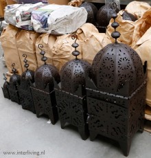 Boho Marokkaanse lantaarns van donker zwart metaal