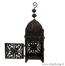 Handgemaakte Marokkaanse lantaarn van donker metaal - Boho windlicht
