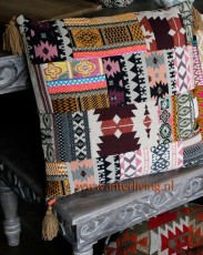Kussen groot patchwork kelim Marrakech