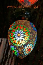 Hanglamp met vijf bollen in oosterse ethnic stijl met een wereldse bohemian look