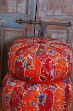 ottoman hocker met quadrille patchwork