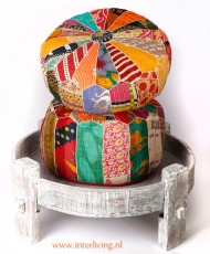 Marokkaanse hippe Ottoman poef met retro quadrille patchwork handgemaakte woonaccessoires