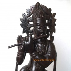 Boeddhabeeld - hout groot staand donker hout Krishna