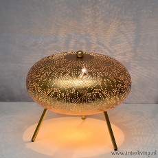 Marokkaanse stijl tafellamp "Shade" van filigrain gaatjes patronen metaal goud kleur