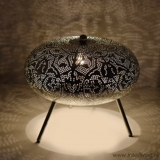 Bohemian tafellamp "Shade" in filigrain stijl - opengewerkte gaatjes patronen zilver metaal