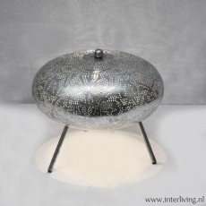 Marokkaanse stijl tafellamp "Shade" van zilver kleurig metaal filigrain met gaatjes patronen