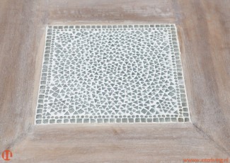 salontafel rechthoek massief hout grey wash glas mozaiek