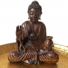 Houten boeddha beelden met mudra