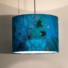 patchwork lampenkap blauw medium