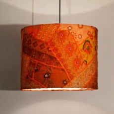 patchwork lampenkap oranje medium