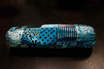 armrol van blauw fluweel patchwork