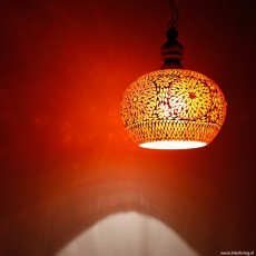 orientaals design lamp bol van rood geel glas