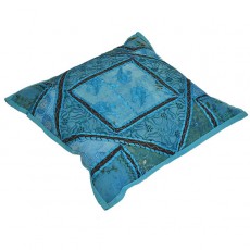 aqua blue patchwork kussen 40 x 40 cm