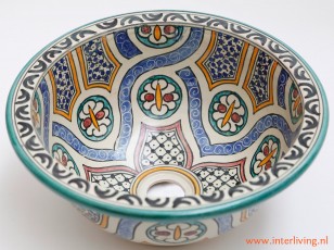Mediterranewasbak-kleurrijke-waskom-opbouwwasbak-aardewerk-handgemaakt-geschilderde-patronen-Marokkaanse-stijl