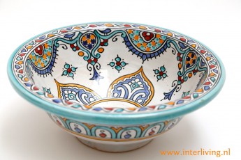 mediterrane-wasbak-rond-waskom-aardewerk-handgemaakt-geschilderde-patronen-Marrokko