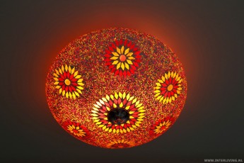 plafonnière 38 cm mozaïek rood oranje turkish design glaskralen 1