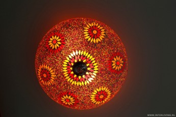 plafonnière 38 cm mozaïek rood oranje turkish design glaskralen 4