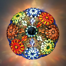 gekleurde plafondlamp van glasmozaiek model bloem