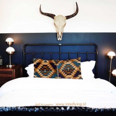 blauwe slaapkamer stoer-landelijke boho woonstijl