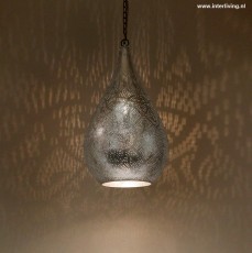 Zilveren oosterse druppel hanglamp