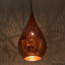 vintage koperkleurige hanglamp druppel model