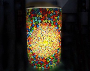 Wandlamp rechthoek multicolor glasmozaiek met kralen