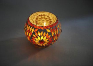 waxinehouder theelicht Turks design rood oranje