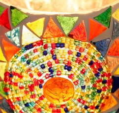 sfeerlichtjes waxinehouders kleurrijk glasmozaiek glaskraal