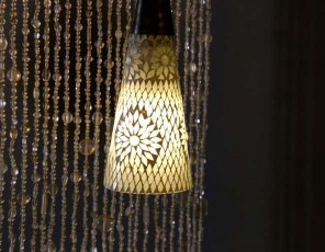 cone lamp met kralengordijn