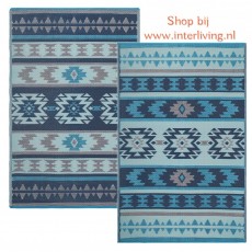 buitenkleed-omkeerbaar-blauw-tinten-inca-aztec-peru-patroon-dubbelzijdig-tapijt-gerecycled-plastic-picknick-kleed-duurzaam